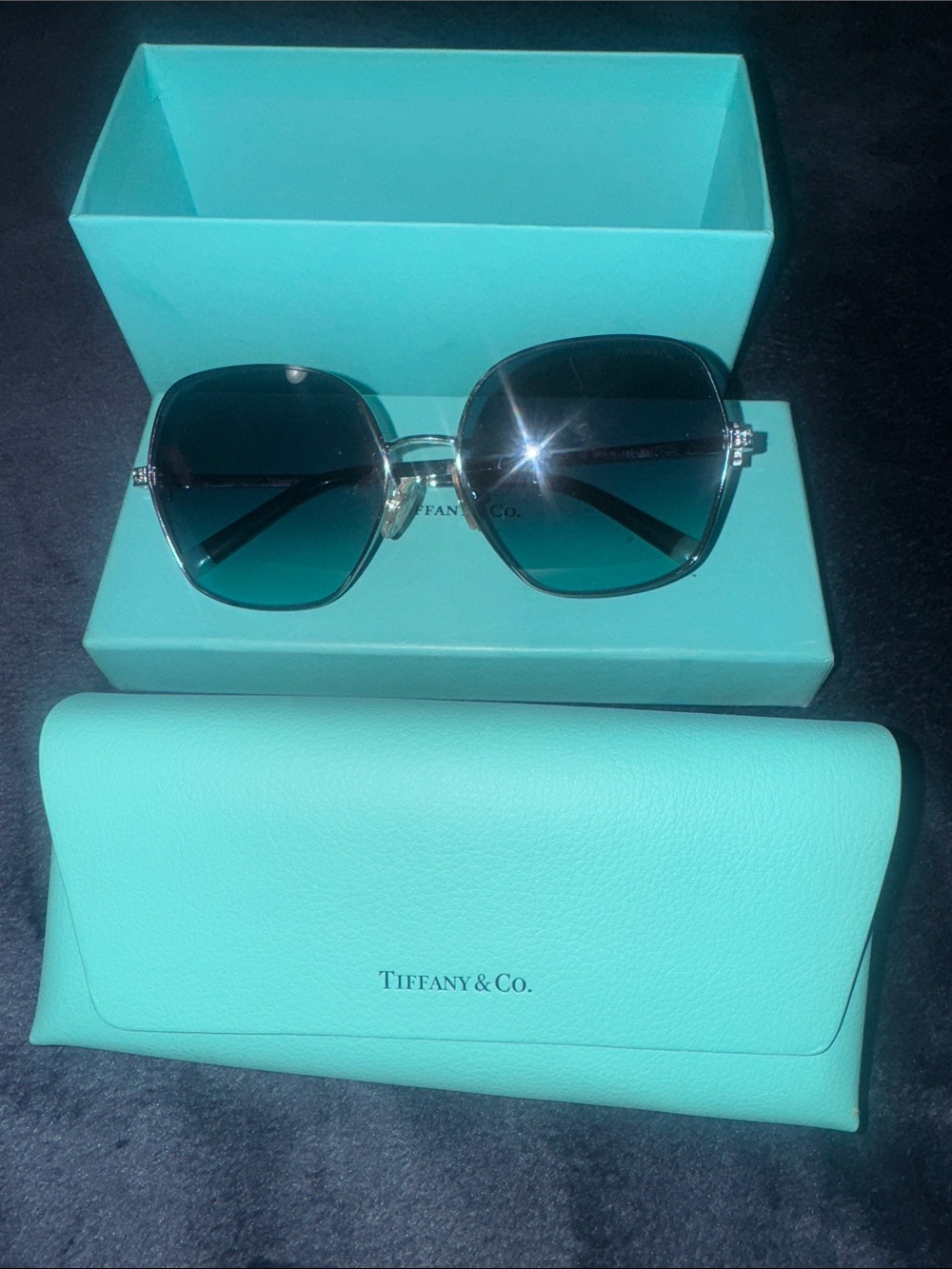 Tiffany & Co. Turquoise Box with Aqua Gradient Lens Sunglasses